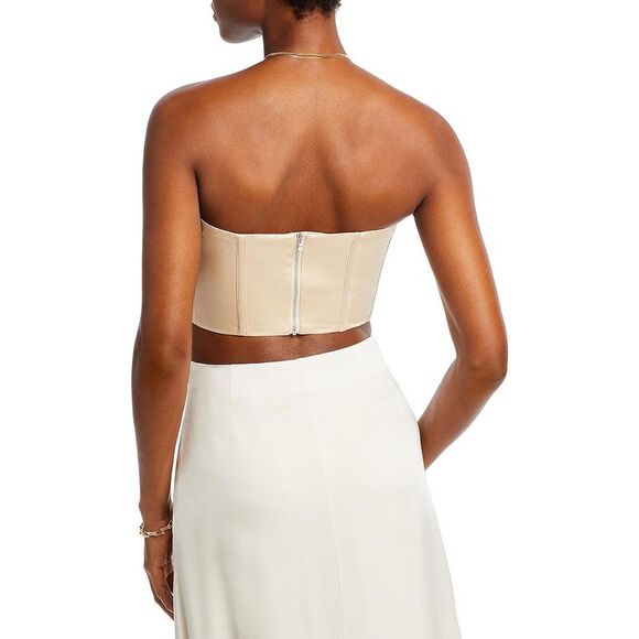 Bardot Womens Ivory Bustier Strapless Night Out Cropped Shirt NWT - Picture 2 of 2
